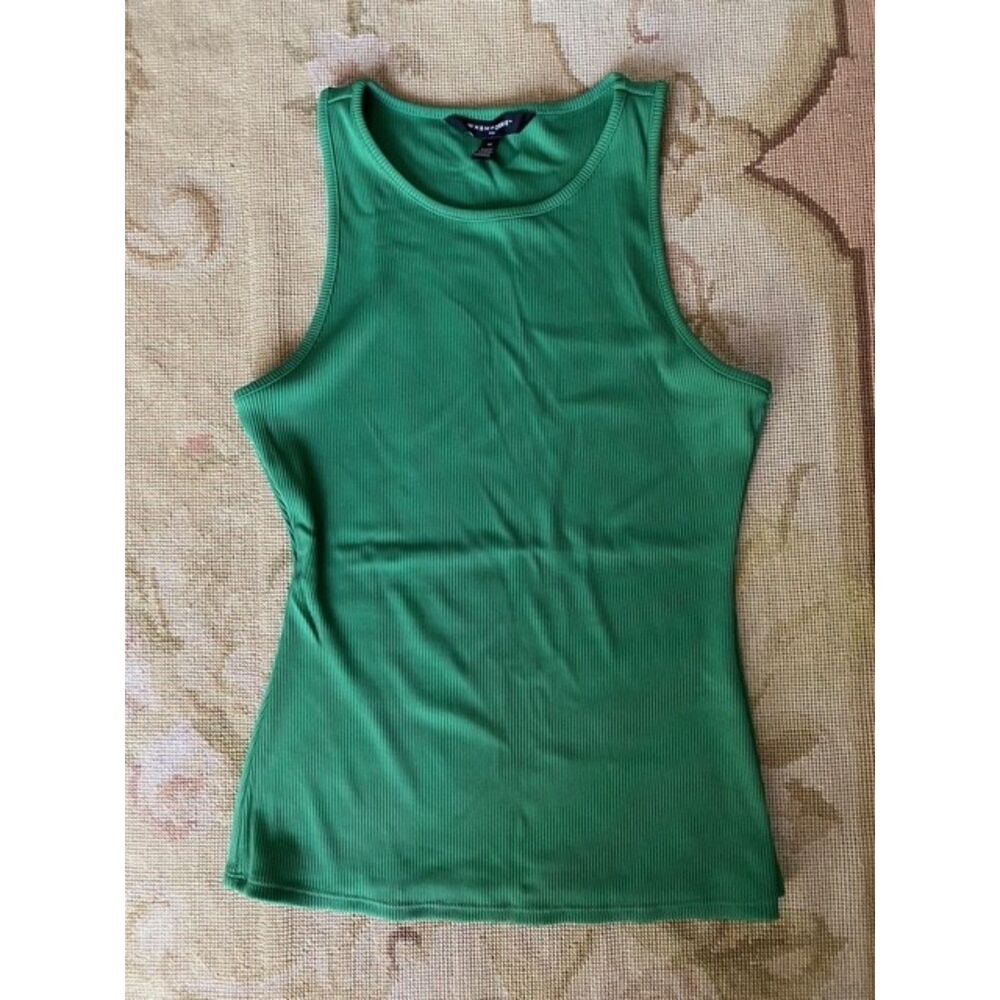 EUC White House Black Market Green Forme Ribbed Tank M